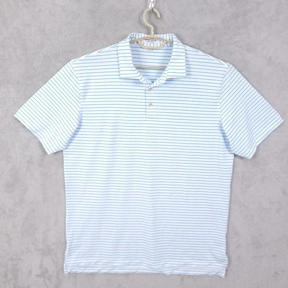 Peter Millar Polo Shirt Summer Comfort Mens XL Blue Golf Striped - Picture 7 of 11